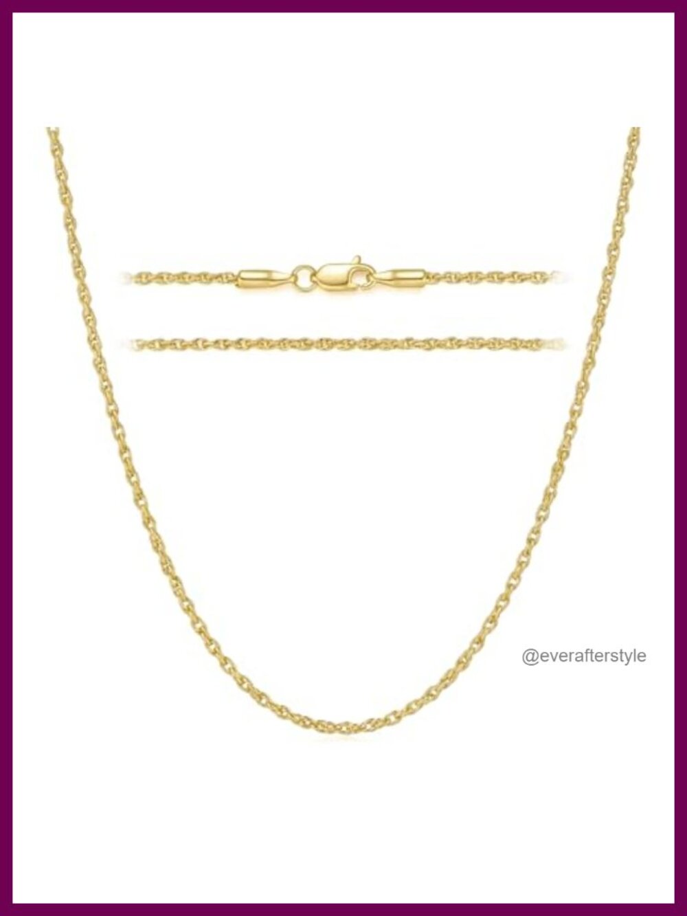 14k Gold Plated Rope Chain Necklace Women Men Lobster Clasp Fine Jewelry